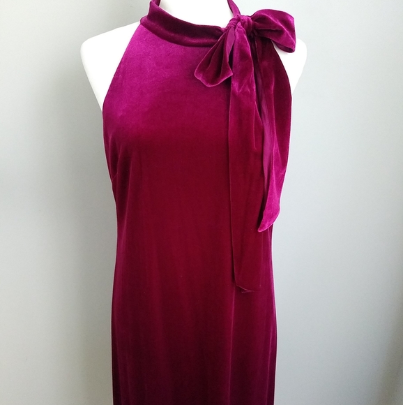 VINCE CAMUTO PINK FUCHSIA VELOUR STRETCH SLEEVELESS COCKTAIL DRESS SIZE 10 - Picture 1 of 13